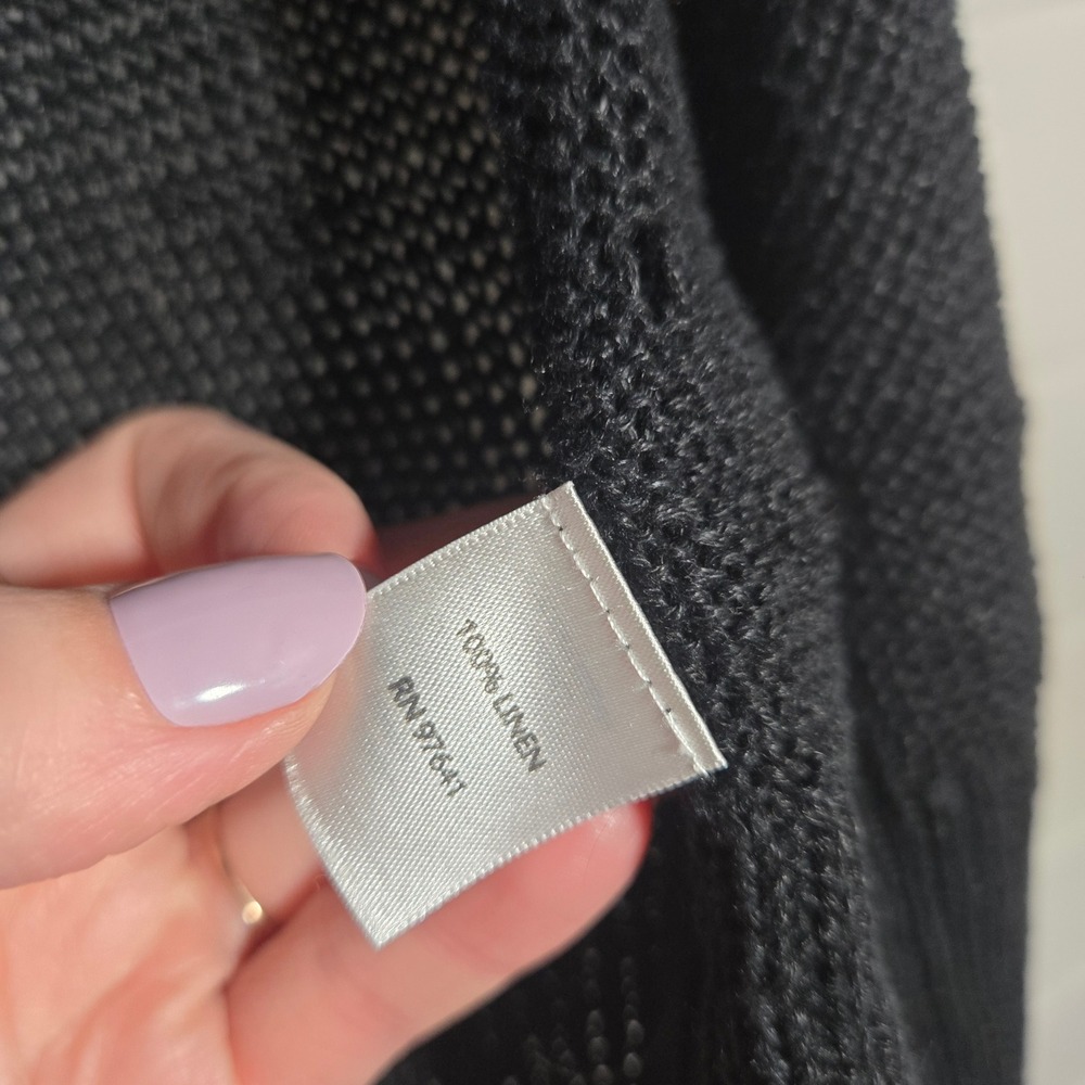 J. Jill 100% Linen Cardigan Sweater Small Open Front 3/4 Sleeve Goth Minimalist - Picture 6 of 7